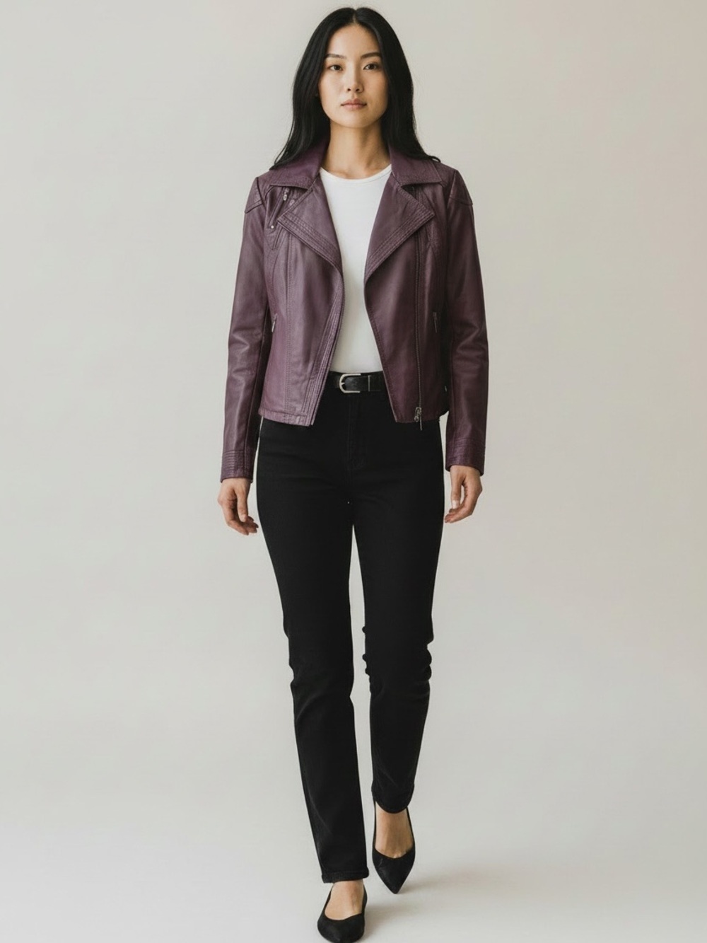 Ricki’s Faux Leather Jacket Moto Biker Vegan Burgundy Oxblood Plum Maroon Size 4